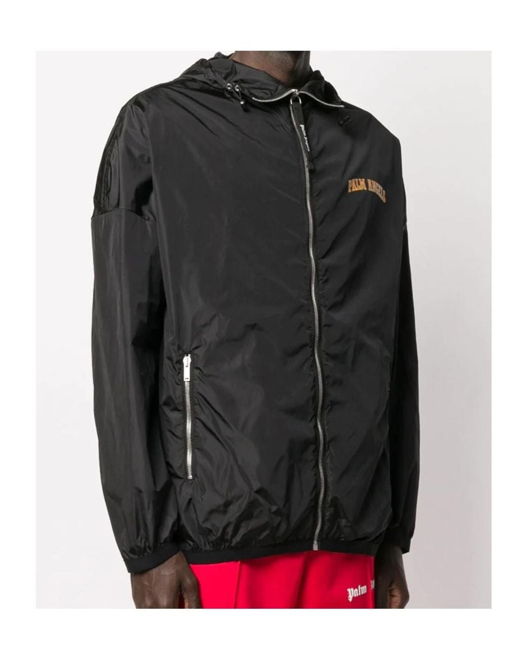Palm Angels Black Logo Print Lightweight Jacket for men