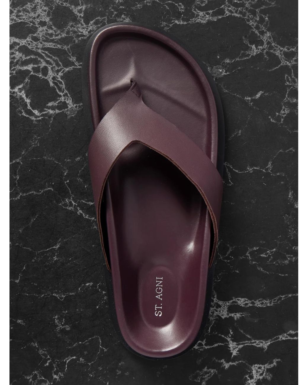 St. Agni Brown Leather Flip Flops