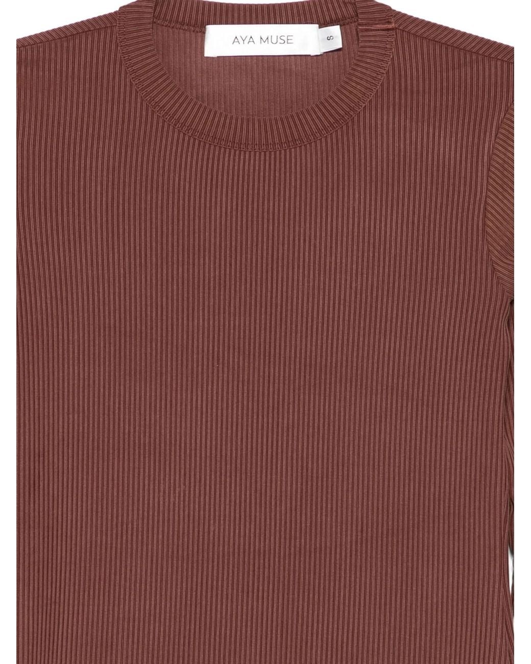 AYA MUSE Red Fine-Ribbed T-Shirt