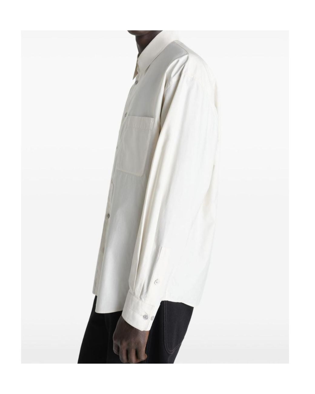 Lemaire White Long-Sleeved Curved Hem Regular Shirt for men