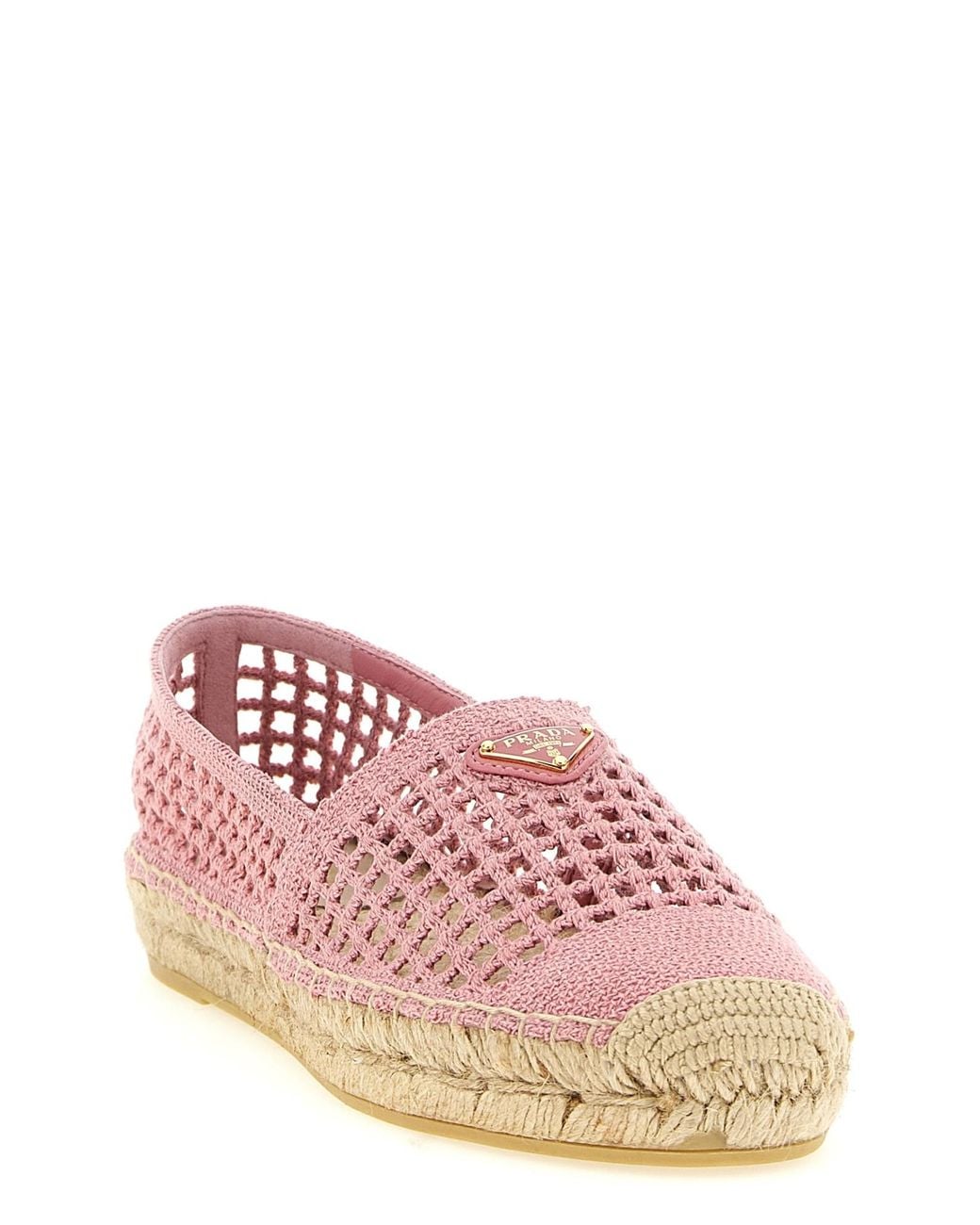 Prada Pink Crochet Espadrilles