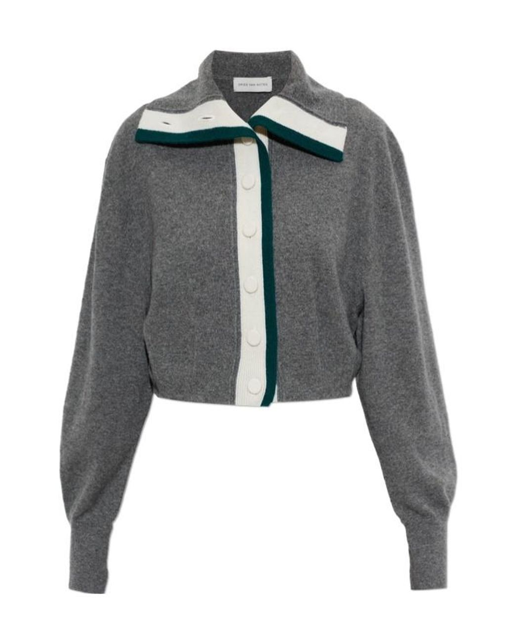 Dries Van Noten Gray Cropped Cashmere Cardigan