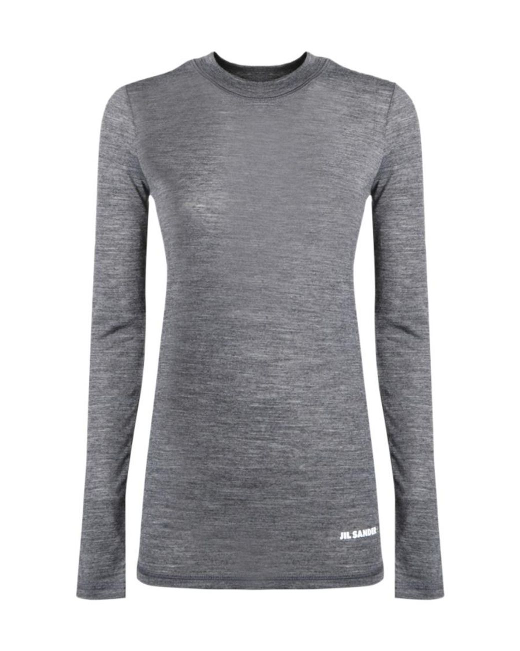 Jil Sander Gray Logo-Printed Crewneck T-Shirt