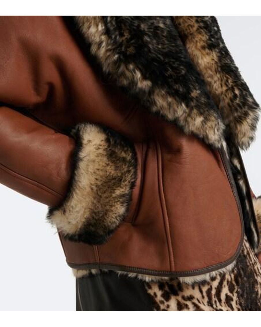 JACQUES WEI Brown Leather Long Sleeve Jacket