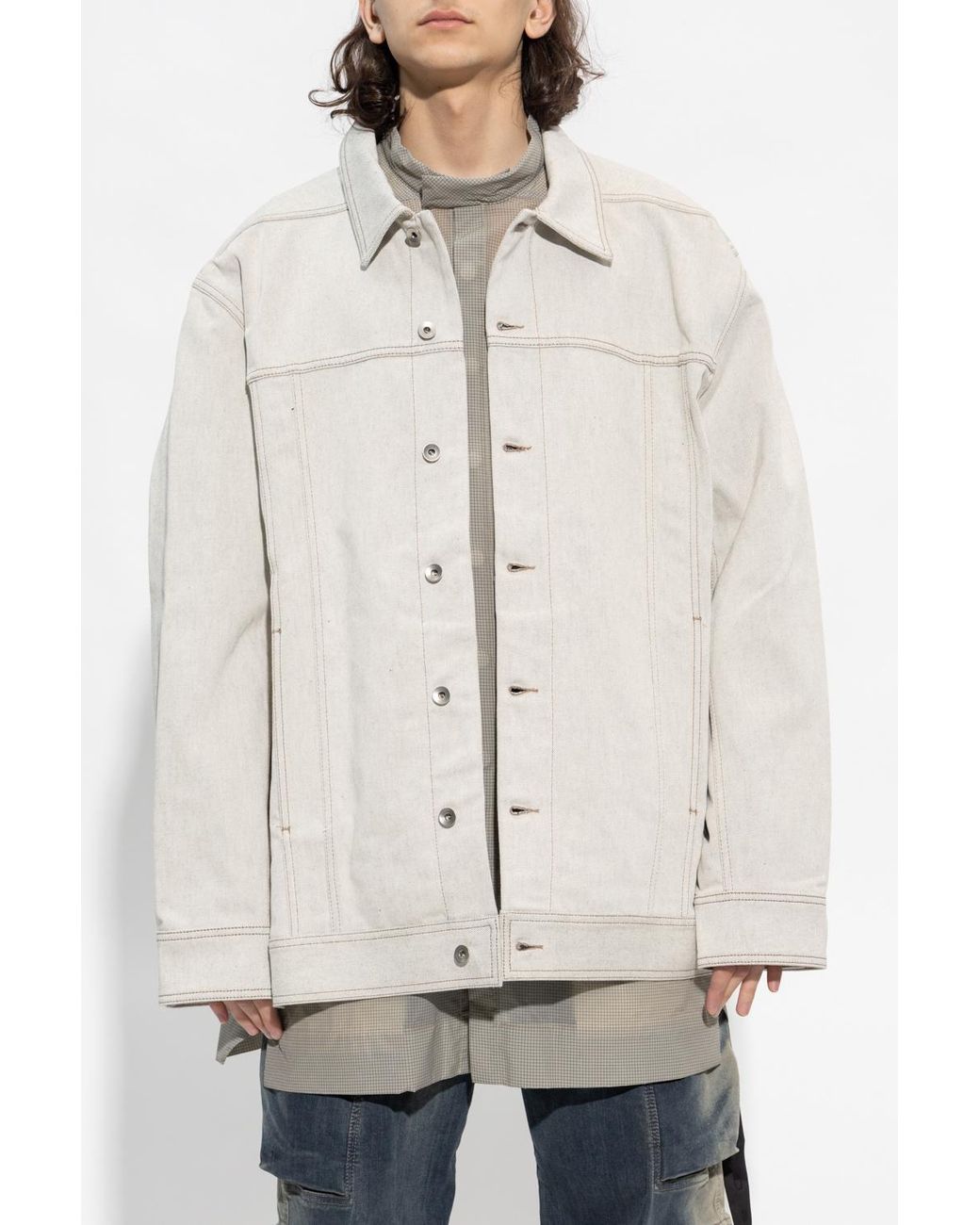 Rick Owens White Strap-Detailed Buttoned Lightweight Jacket for men