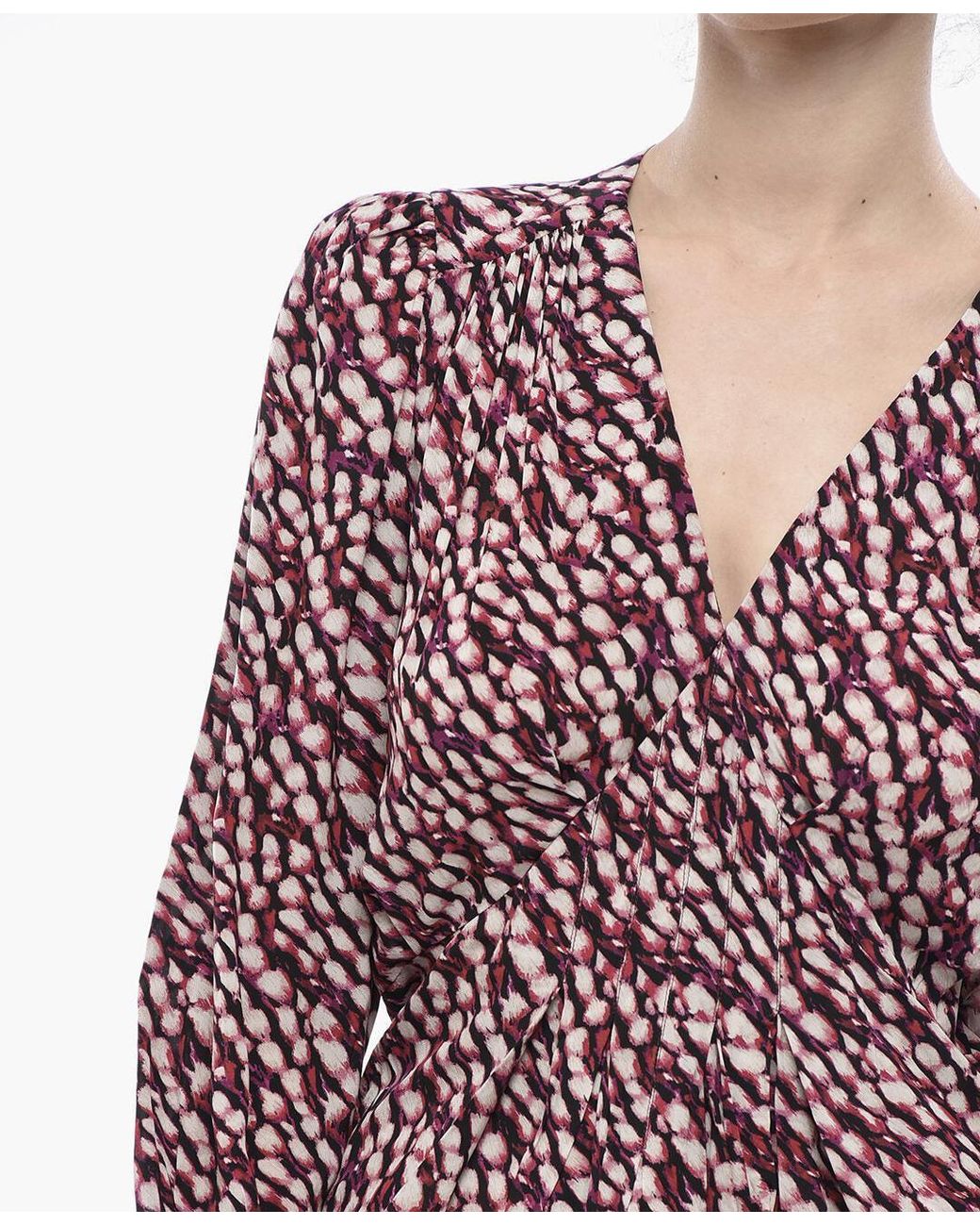Isabel Marant Red Patterned V-Neck Blouse