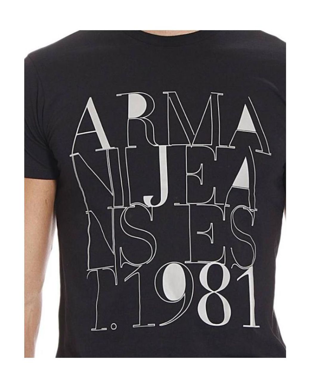 Armani Jeans Black Logo Details T-Shirt for men