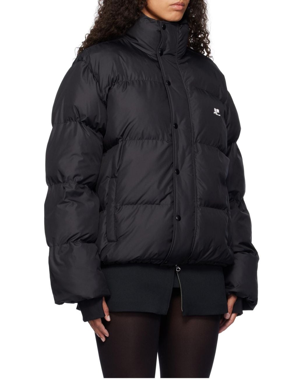 Courreges Gray Courrèges Logo Embroidered Puffer Jacket for men