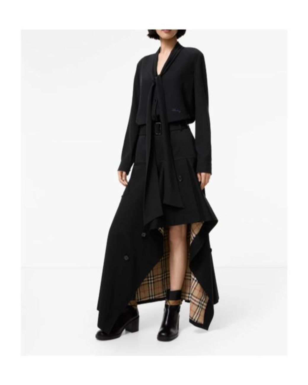 Burberry Black Belted Asymmetric Trench Skirt