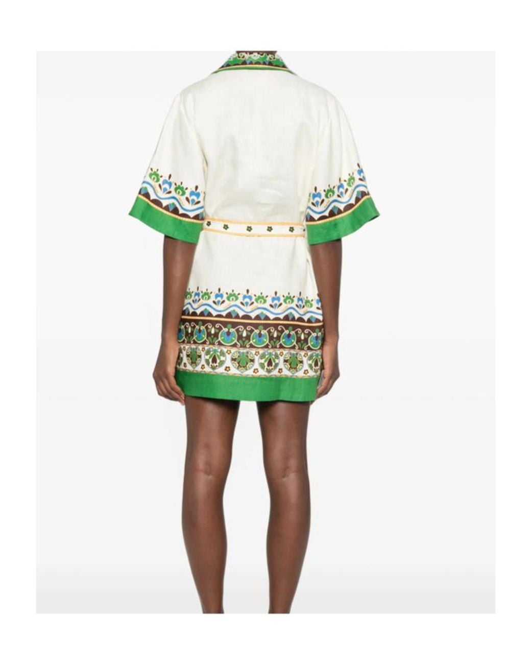 ALÉMAIS Green Bridgette Graphic-Print Belted Mini Dress