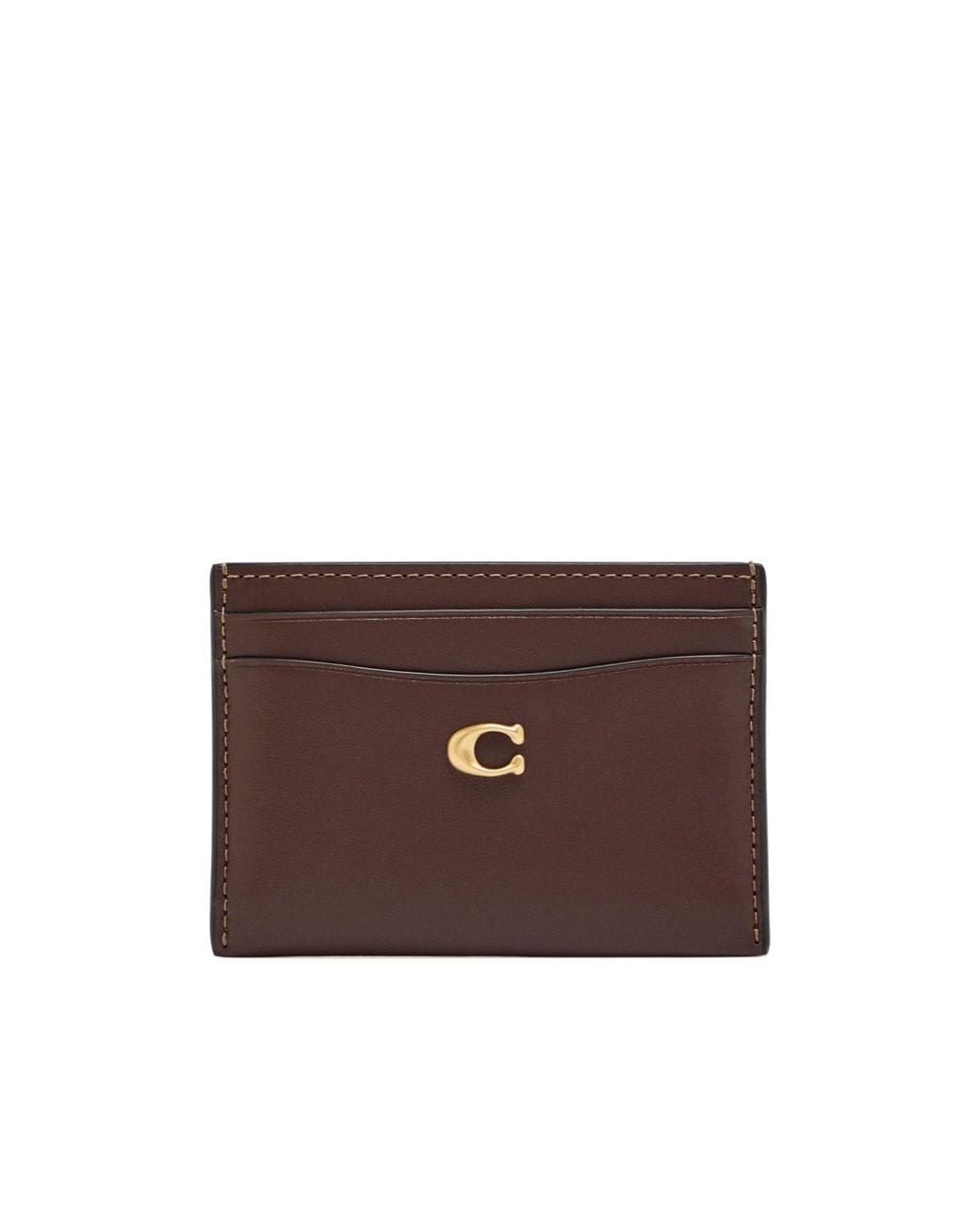 COACH Brown Ultra-Thin Cowhide Card Holder