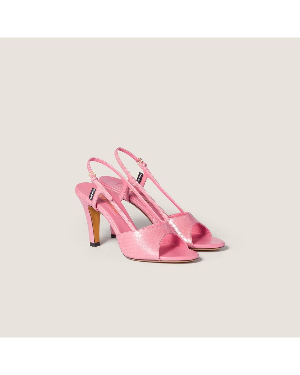 Miu Miu Pink Embossed Slingback Sandals