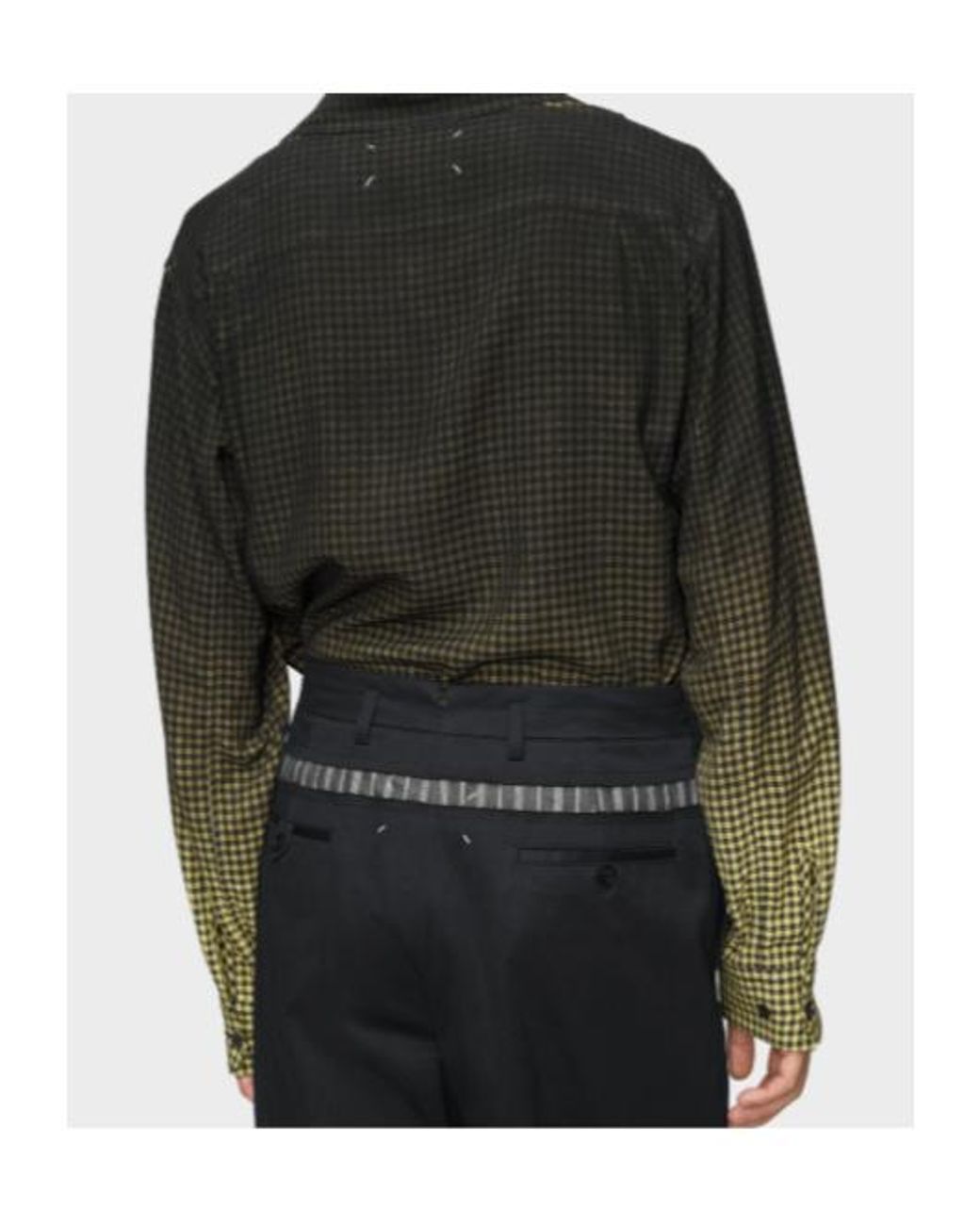 Maison Margiela Green Gradient Check Shirt for men