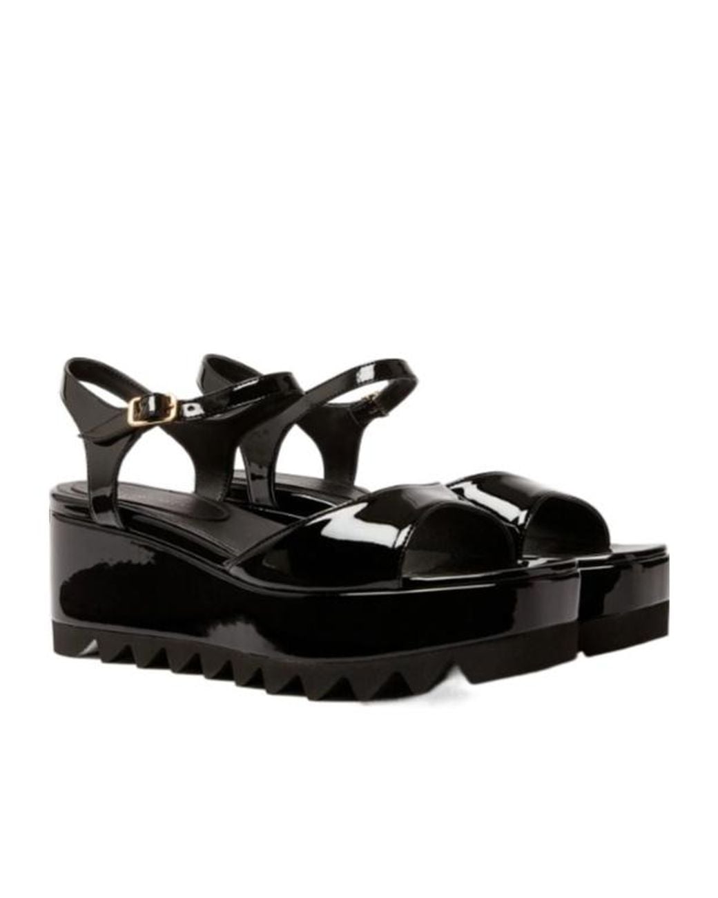 Stella McCartney Black Platform Buckle Heeled Sandals
