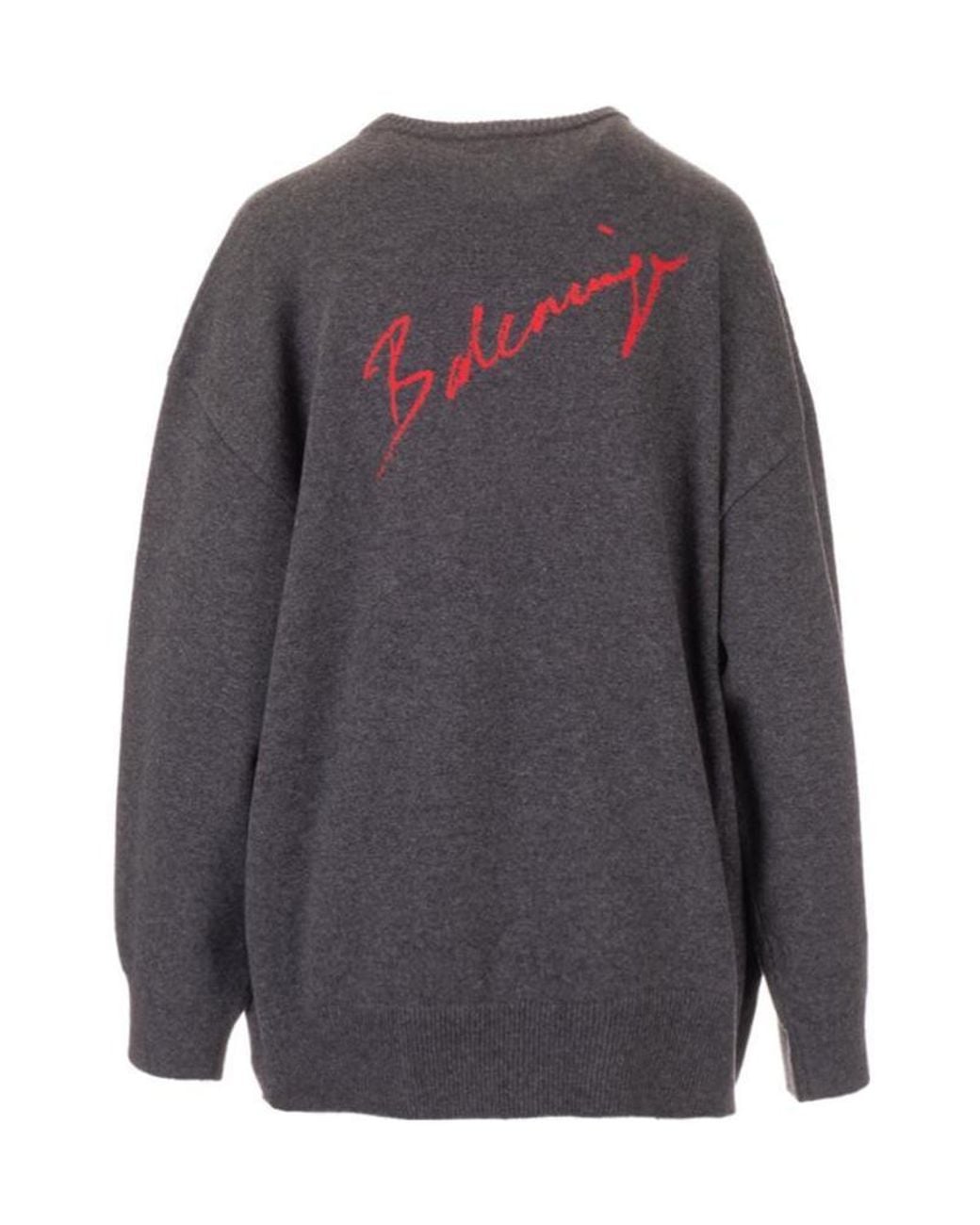 Balenciaga Gray Logo Printed Sweater