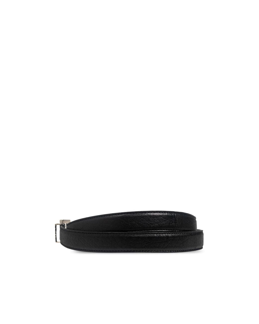 Saint Laurent White Logo Plaque Buckled Belt for men