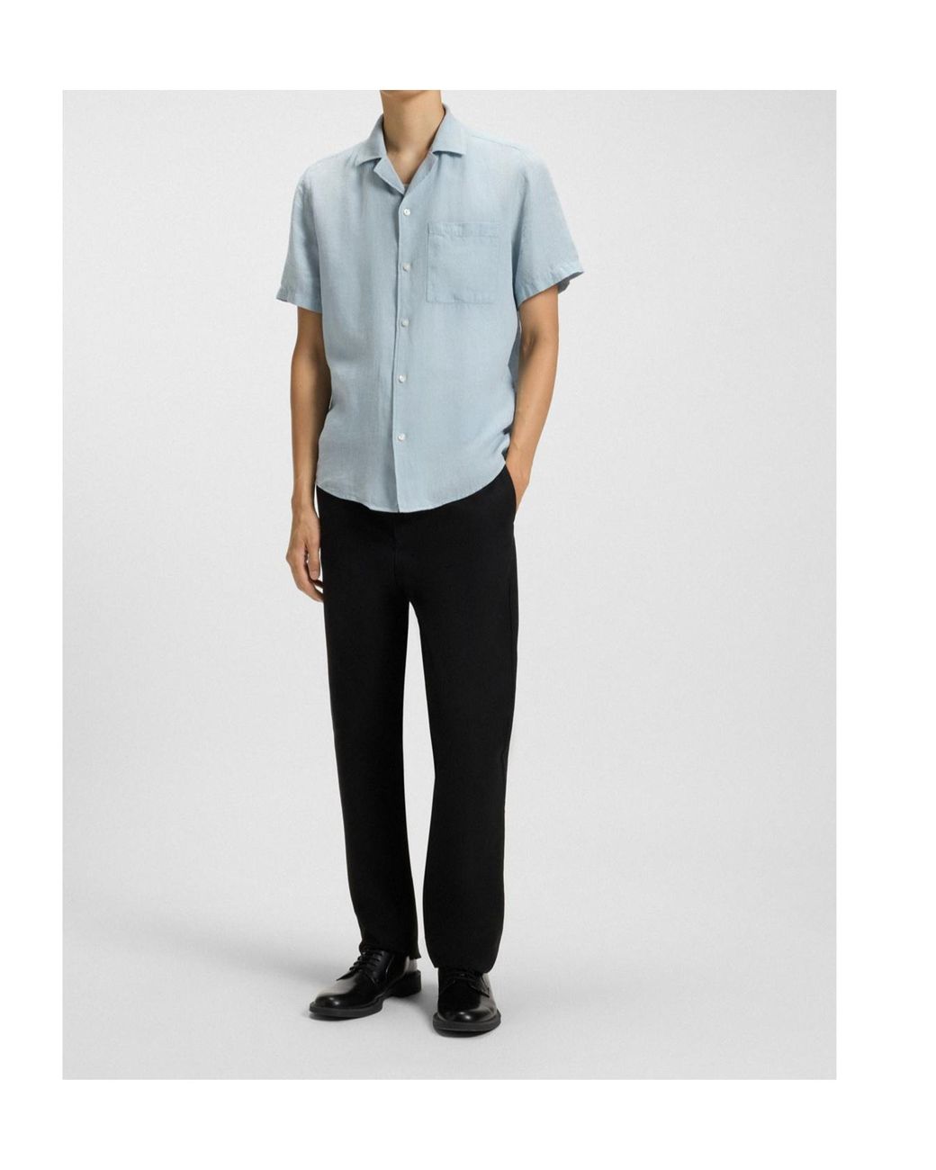 Boss Blue Short-Sleeve Button-Up Shirt for men