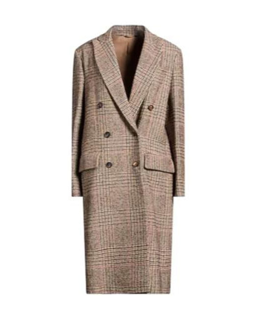 Brunello Cucinelli Brown Classic Plaid Doublebreasted Coat