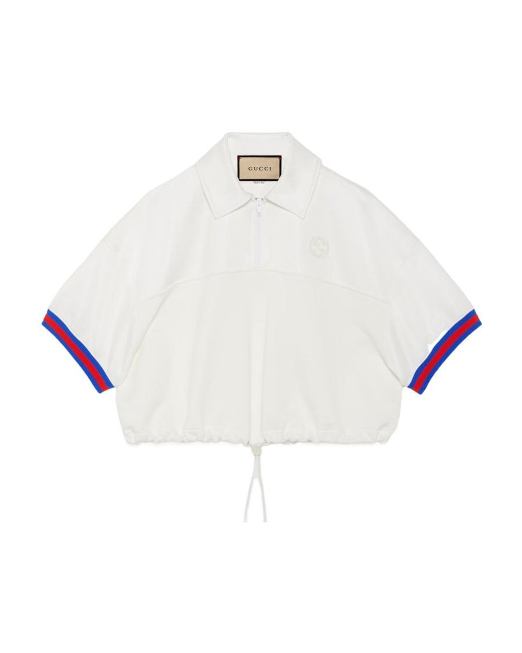 Gucci White Logo Patch Polo Shirt