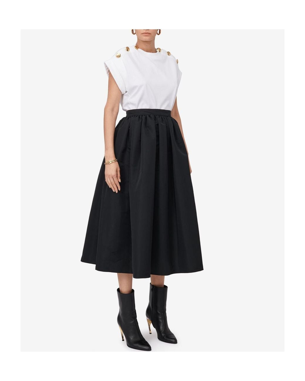 McQueen White Seal Button-Embellished T-Shirt