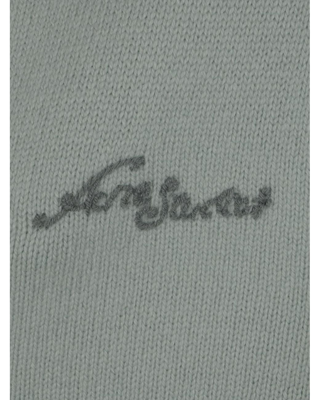 Acne Blue Logo Embroidered V-Neck Knitted Jumper
