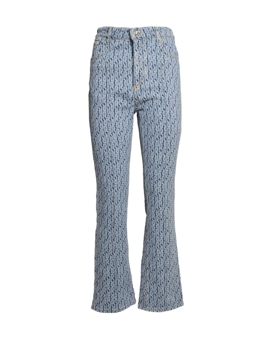 Rabanne Blue Logo Jacquard Flared Jeans