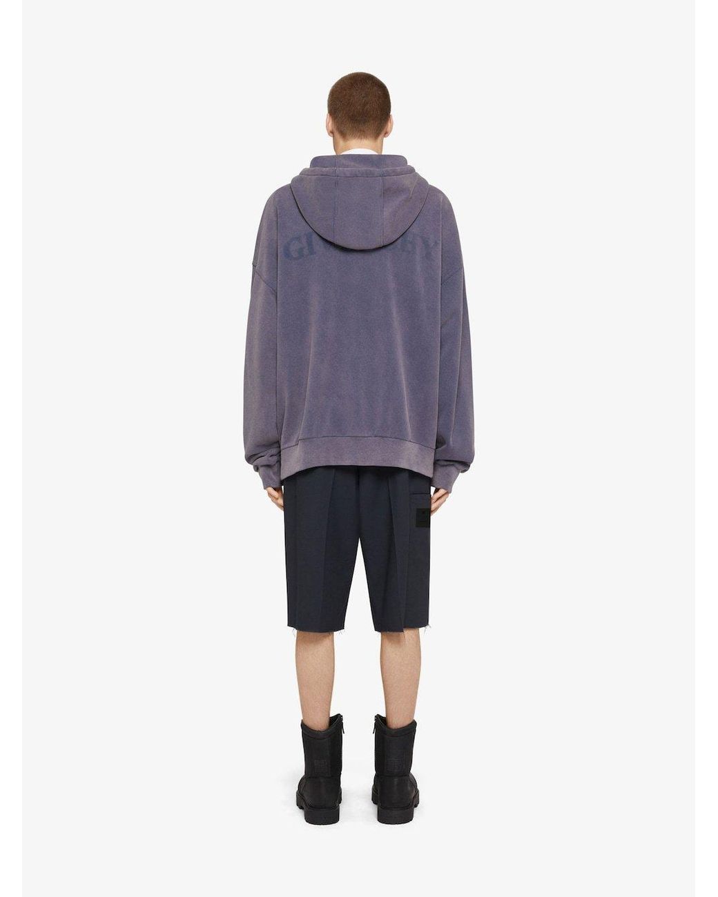 Givenchy Blue Faded Drawstring Hoodie for men