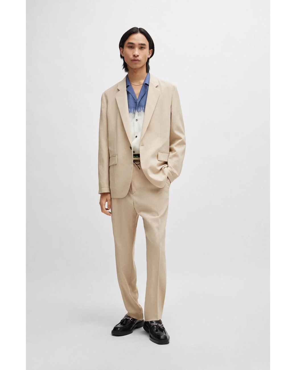 Boss Natural Seersucker Single-Breasted Blazer for men