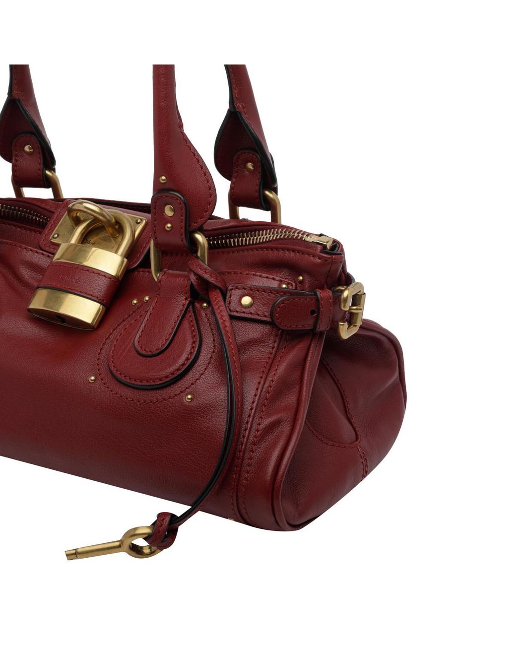 Chloé Red Chloé Paddington Lock Plaque Shoulder Bag