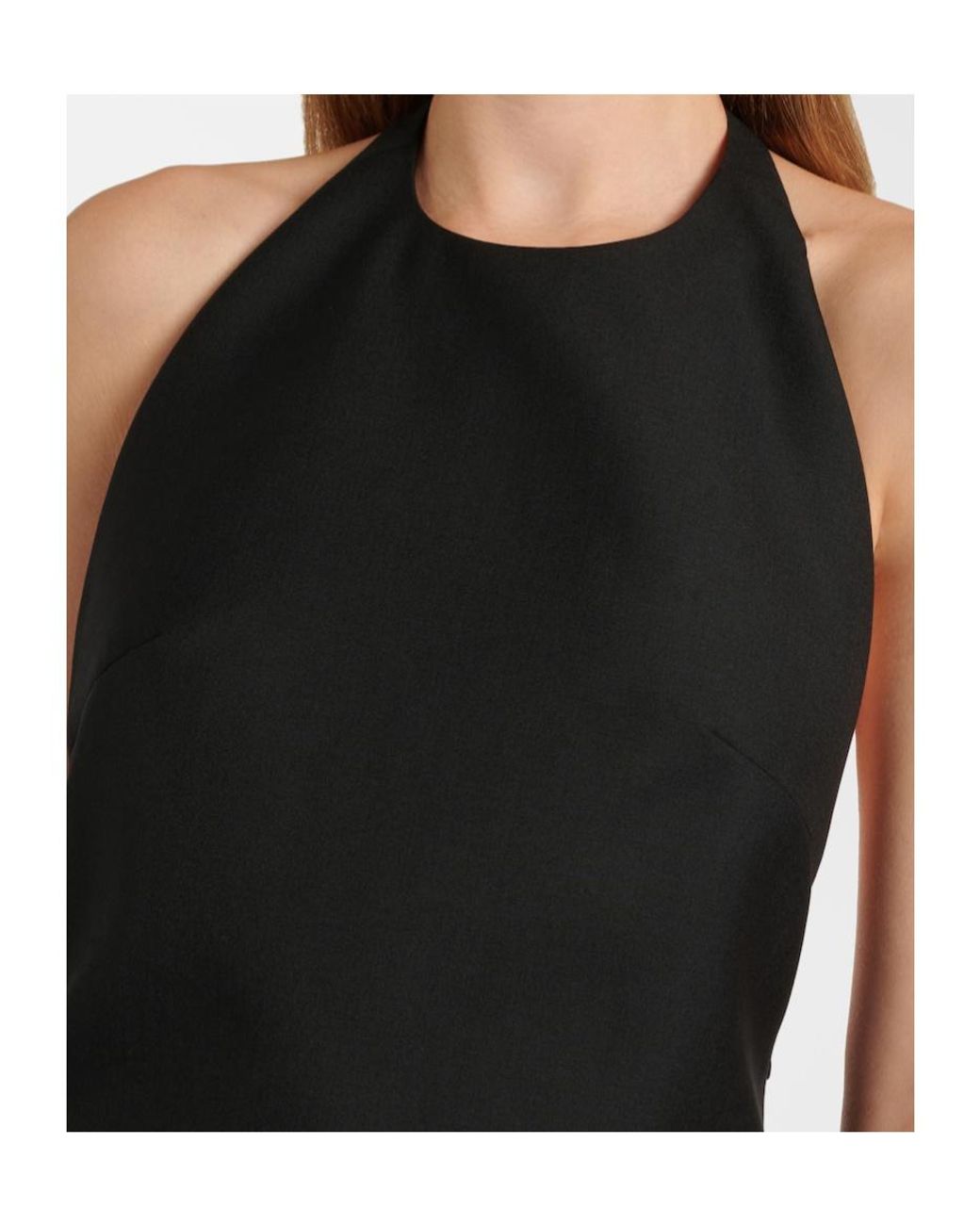 Rohe Black Pleated Wool-Blend Muslin Maxi Dress