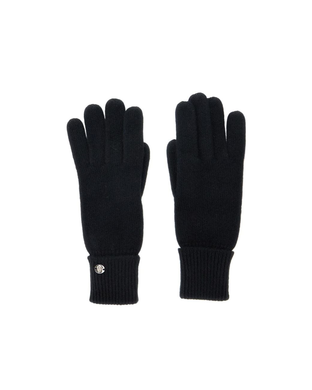 Helen Kaminski Black Logo Plaque Ribbed Gloves