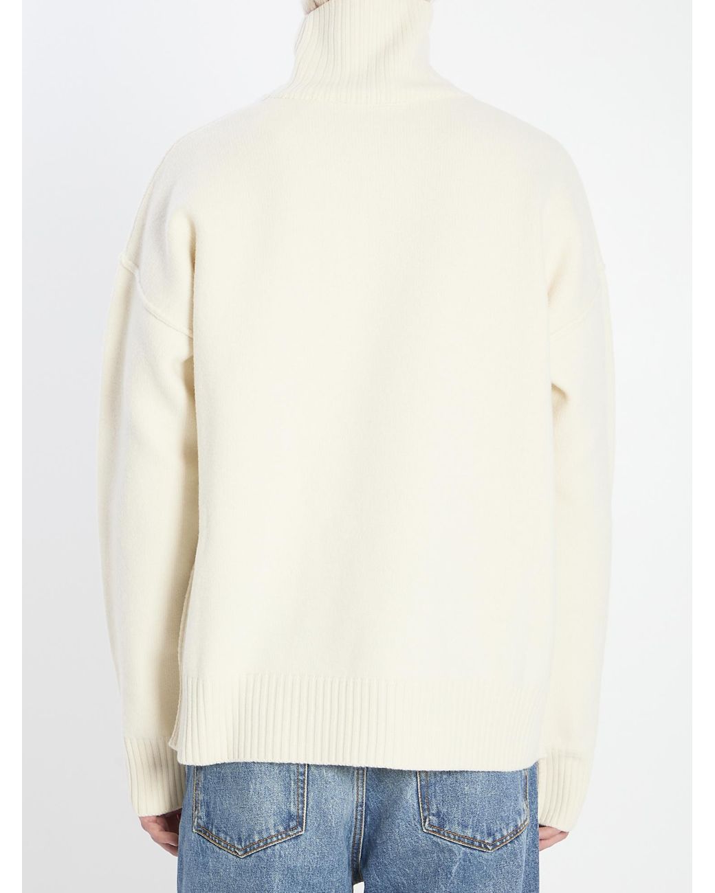 AMI White Ami Ami De Cœur Intarsia Turtleneck Sweater for men