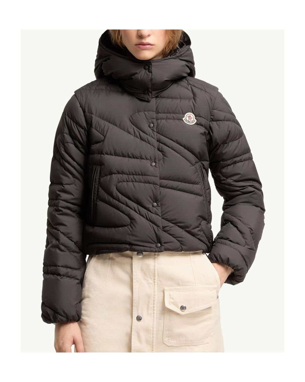 Moncler Black Leona -In-1 Hooded Short Down Jacket
