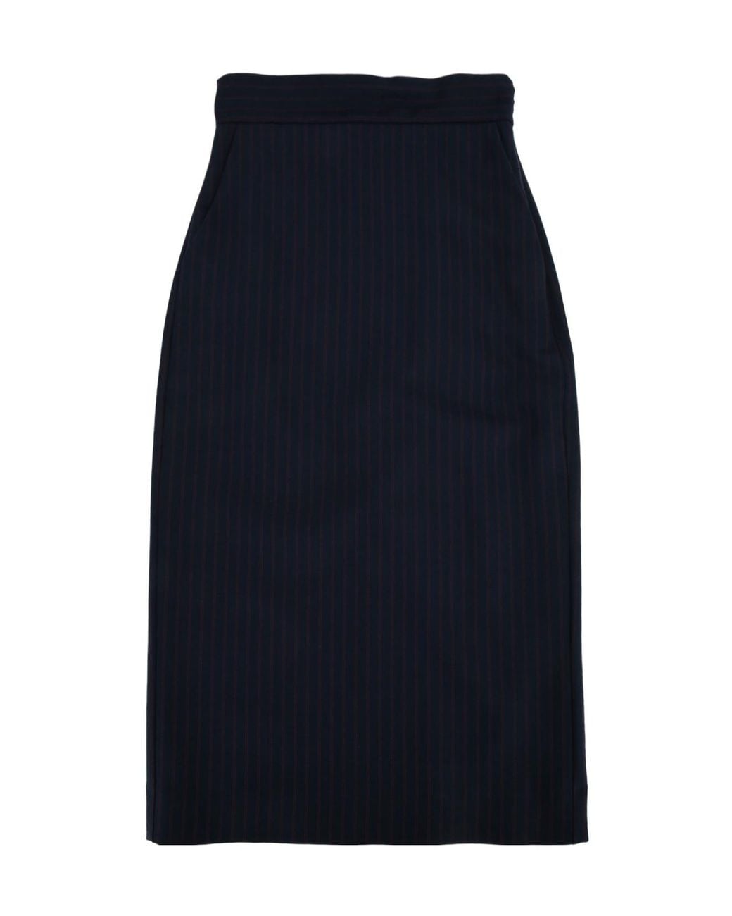 Elisabetta Franchi Blue Pinstripe Buttoned Midi Skirt
