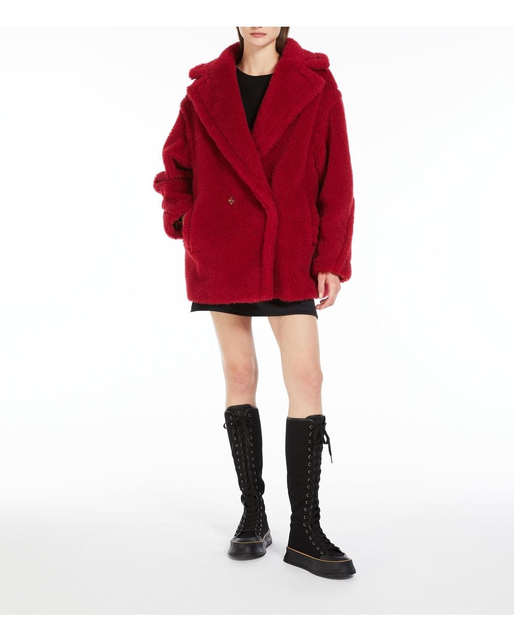 Max Mara Red Double-Breasted Long-Sleeved Coat