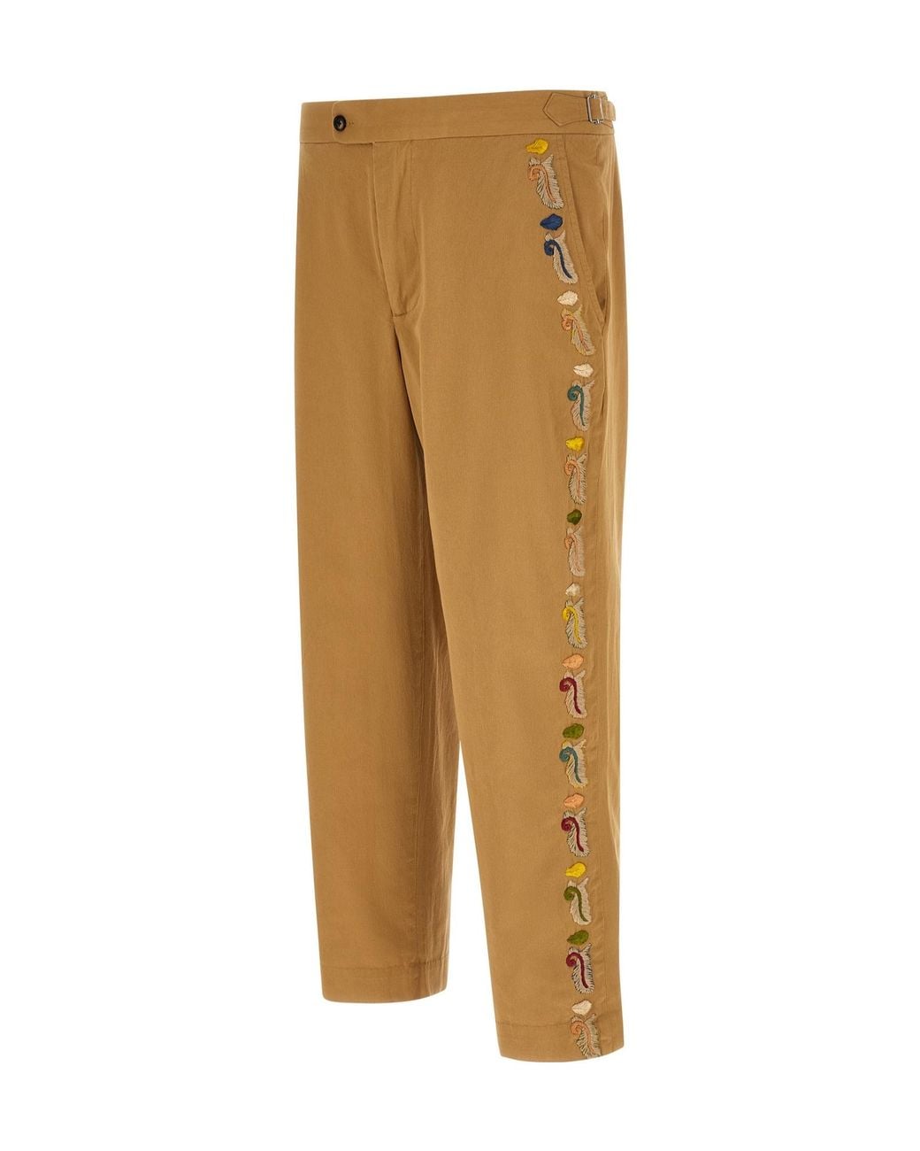 Bode Natural Feather Runner Embroidered Casual Pants for men