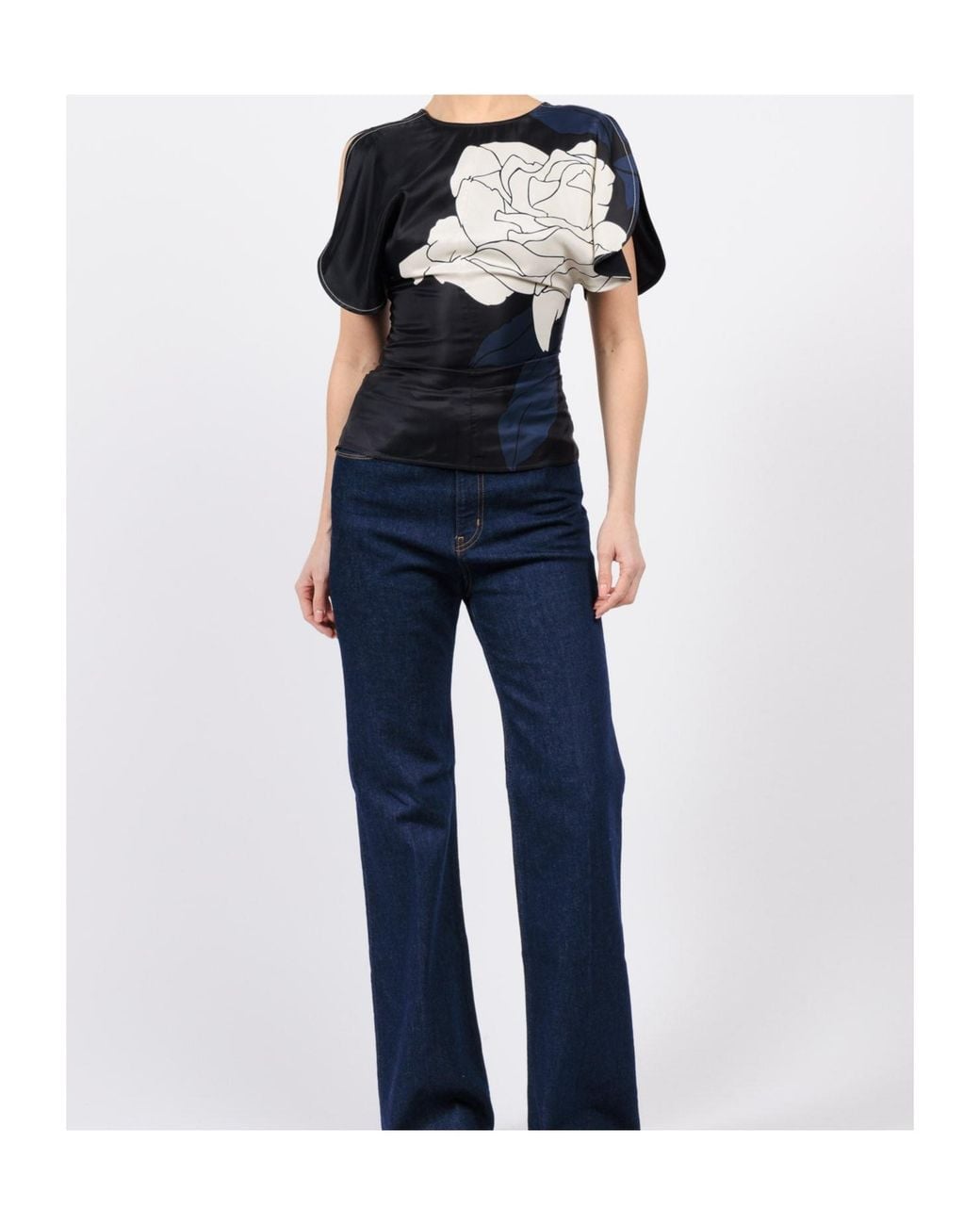 Victoria Beckham Blue Drape Sleeve Top