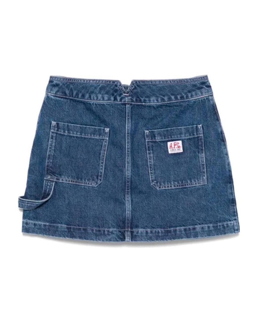 A.P.C. Blue Pocketed Denim A-Line Skirt