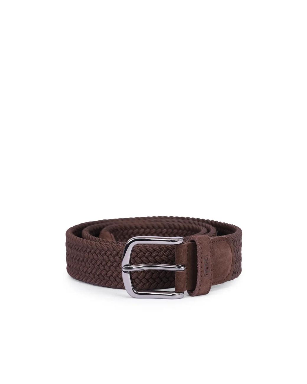 Boss Brown Woven Belt With Leather Trims for men