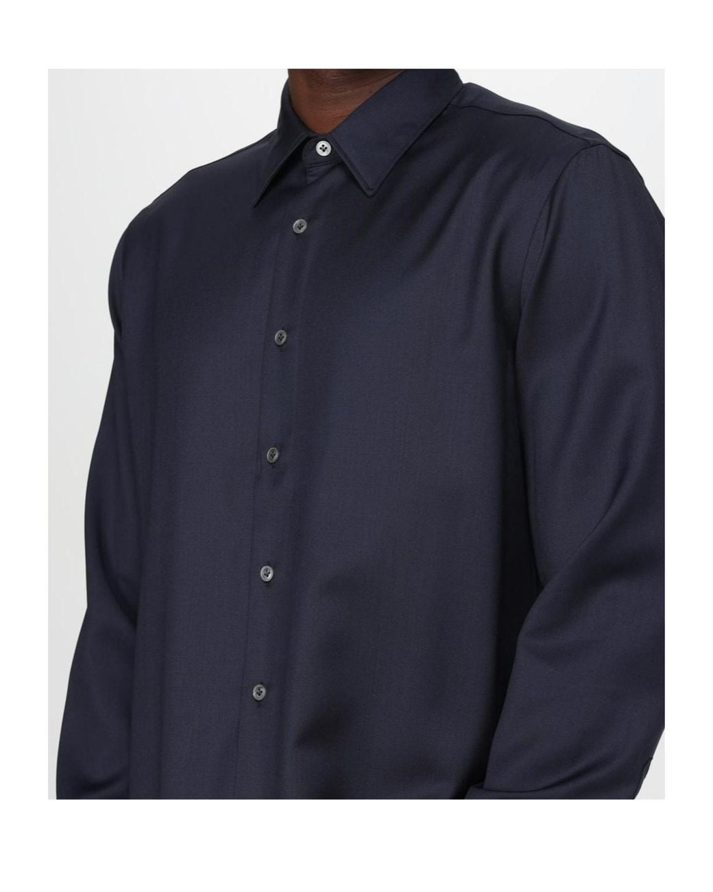 Lardini Blue Long-Sleeve Wool Shirt for men