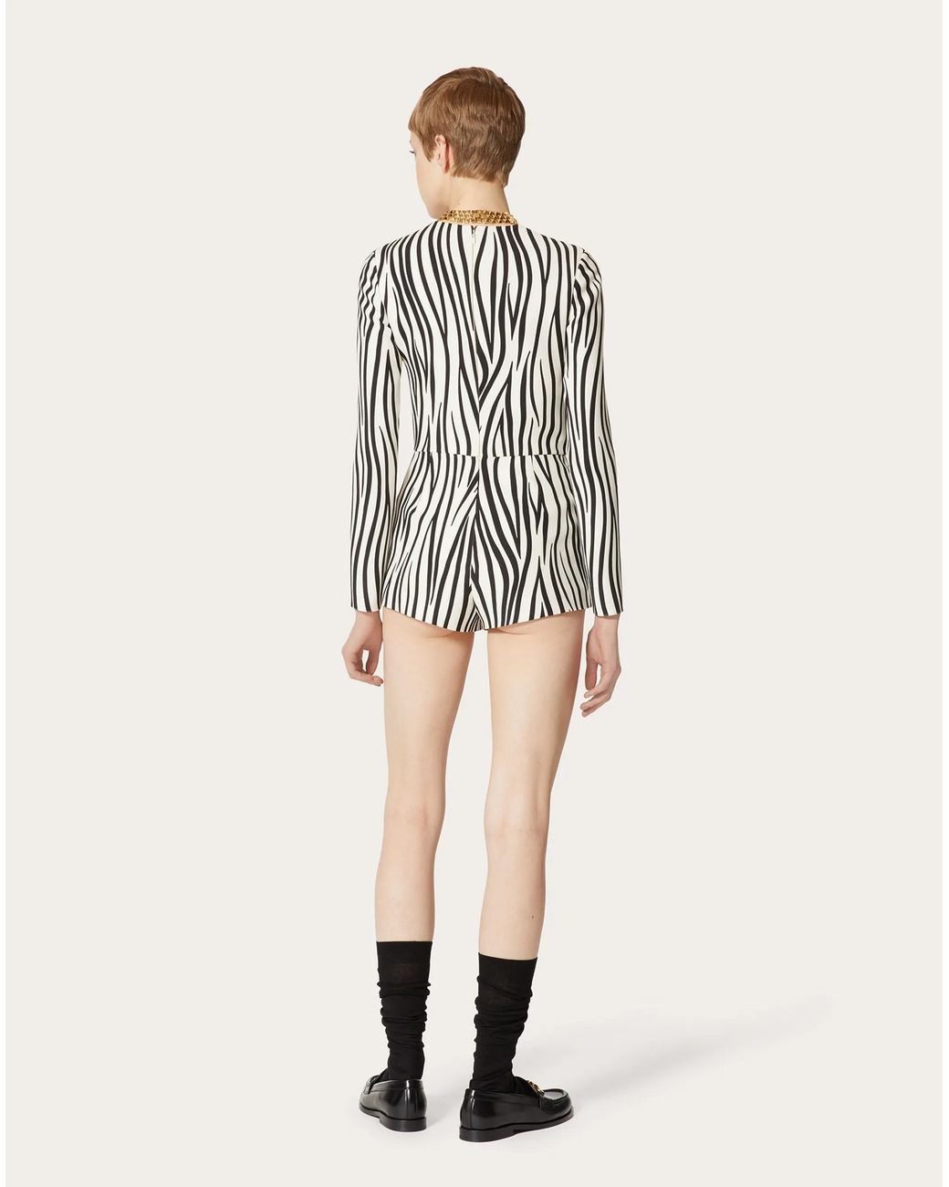 Valentino Black Zebra Print Jumpsuit