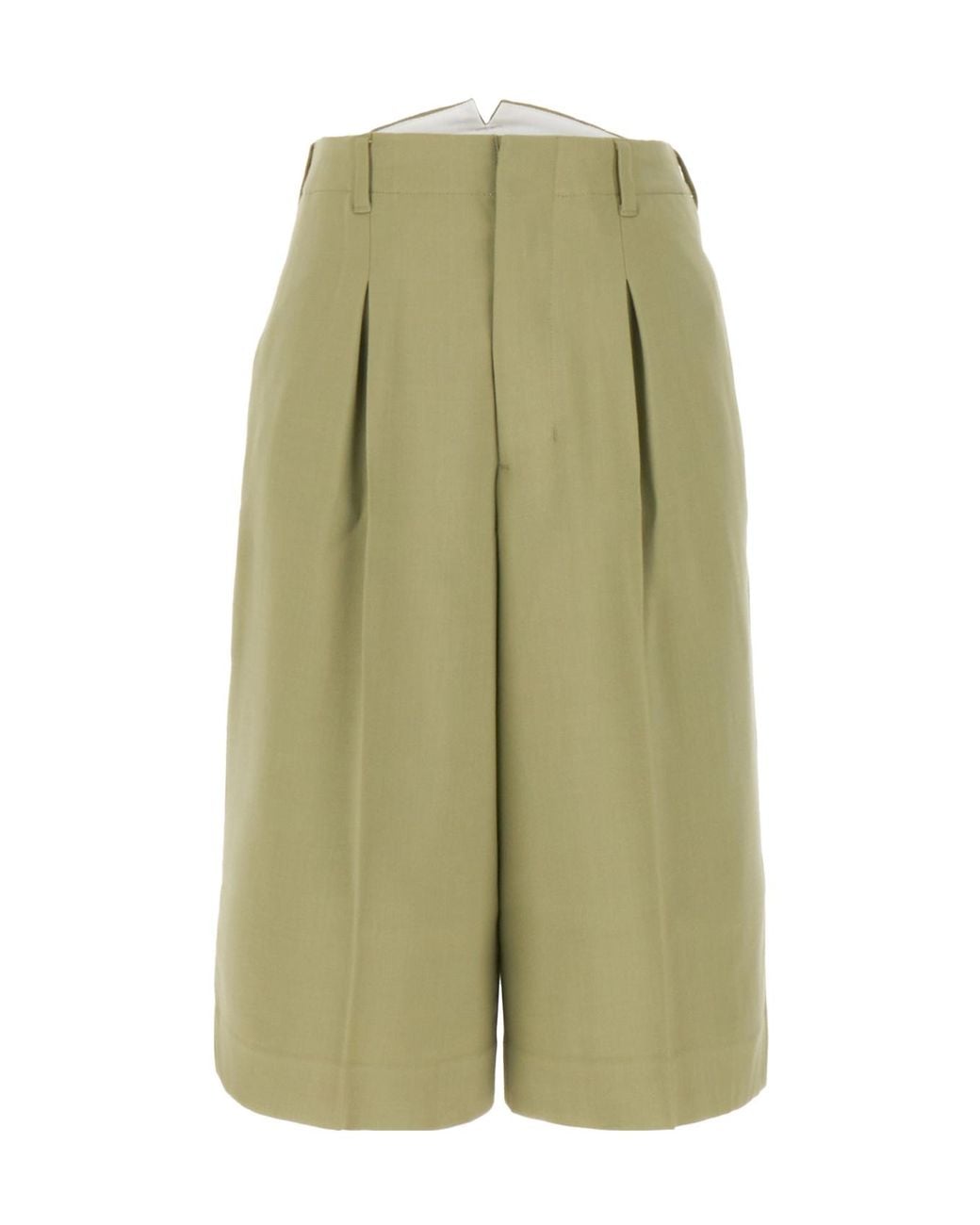 AMI Green Faille High-Waist Knee-Length Shorts