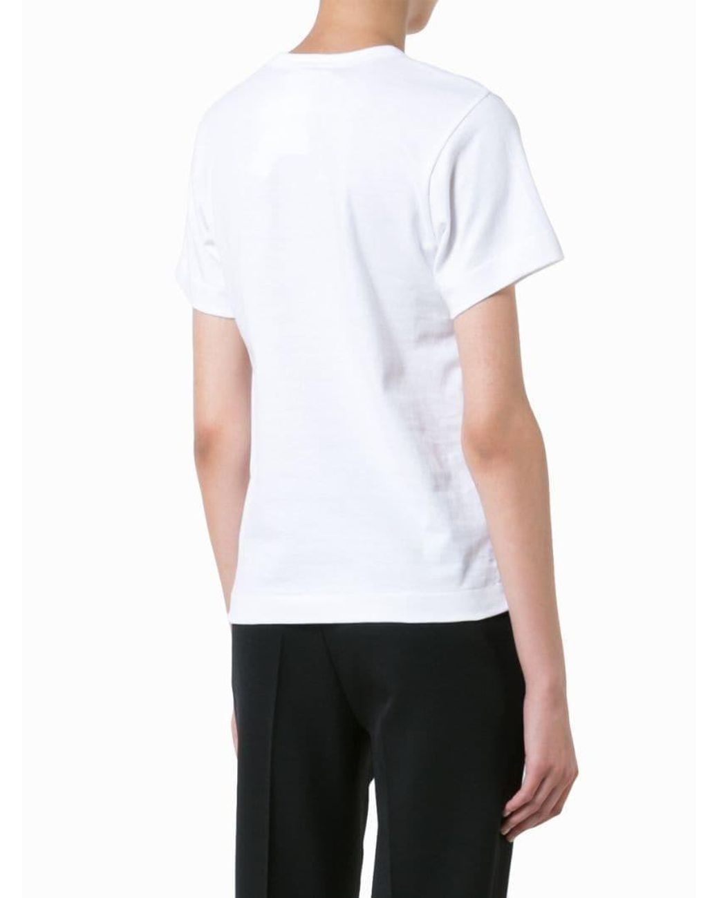 COMME DES GARÇONS PLAY White Comme Des Garçons Play Heart Printed Crewneck T-Shirt
