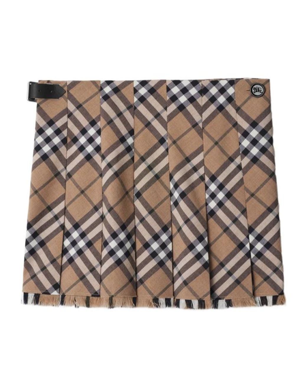Burberry Brown Checked Pleated Mini Skirt