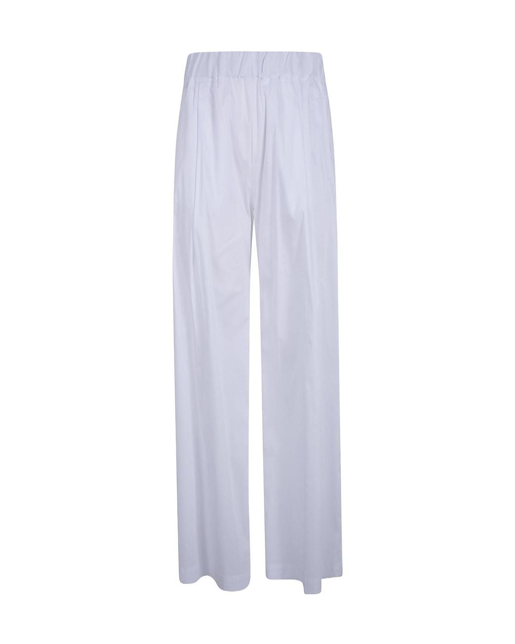 Semicouture White Casual Pants With Elastic Waist
