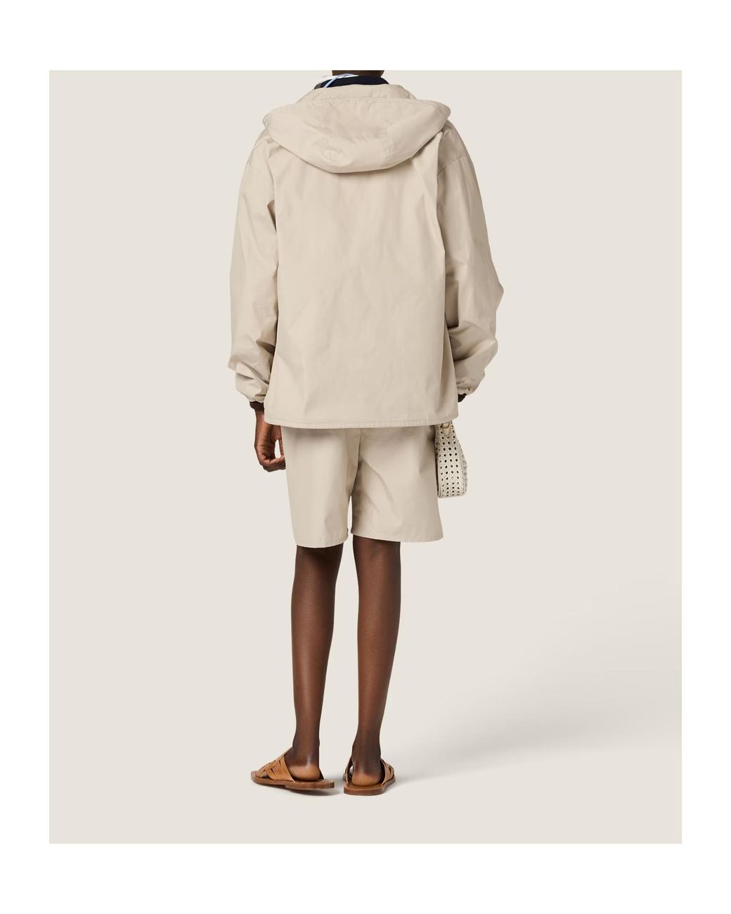Miu Miu Natural Zip-Up Hooded Jacket
