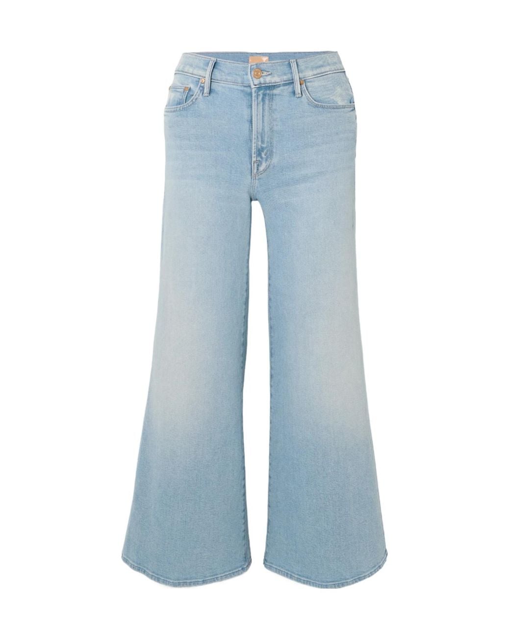 Mother Blue High-Rise Wide-Leg Jeans