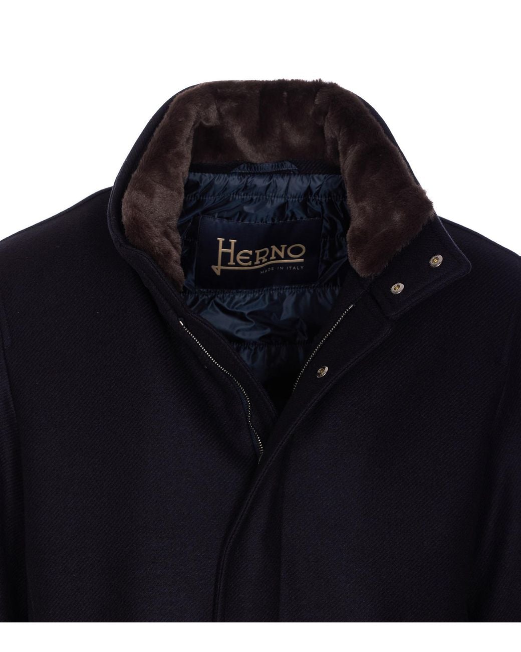 Herno Blue High Neck Long Coat for men