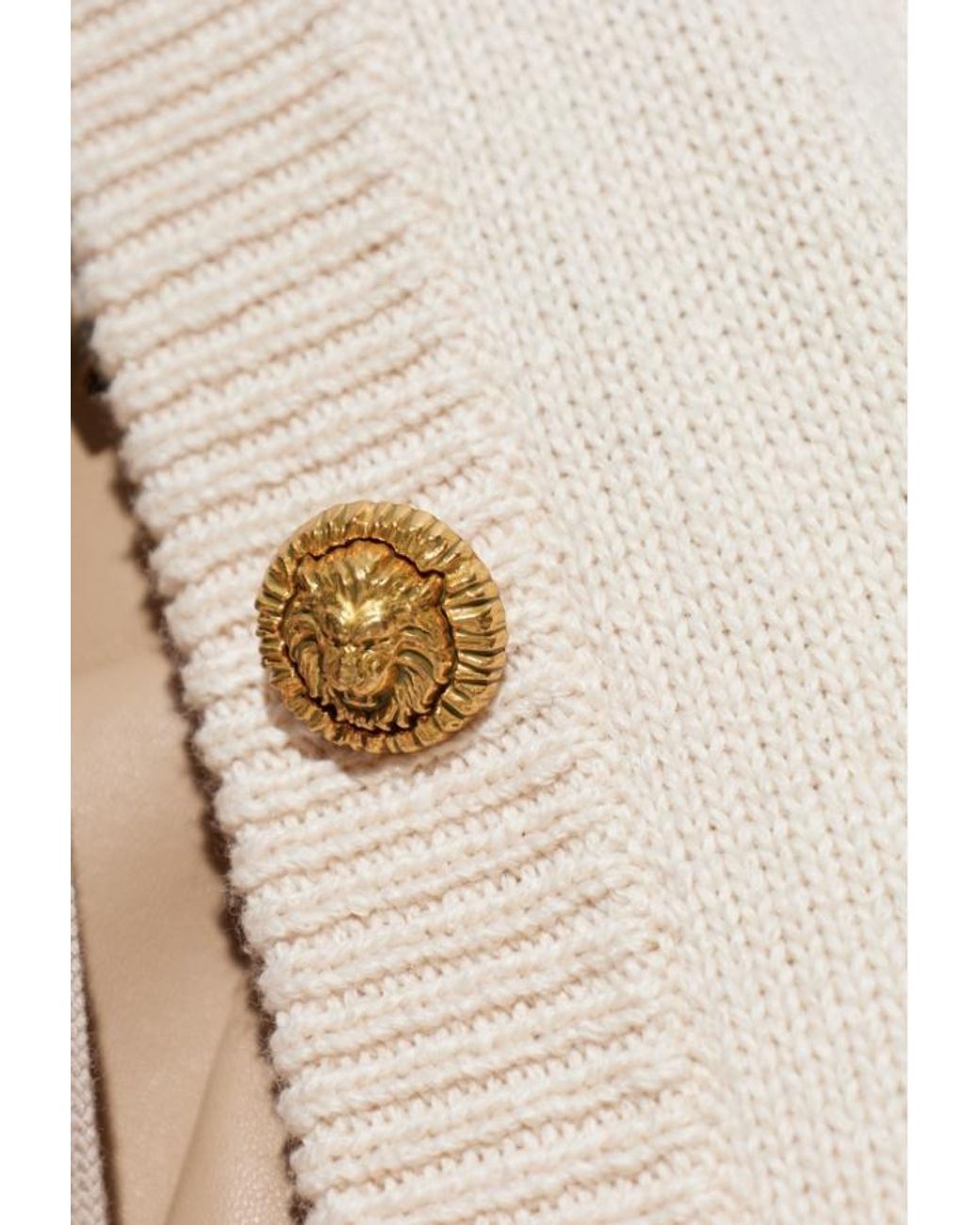 Balmain White Buttoned V-Neck Cardigan