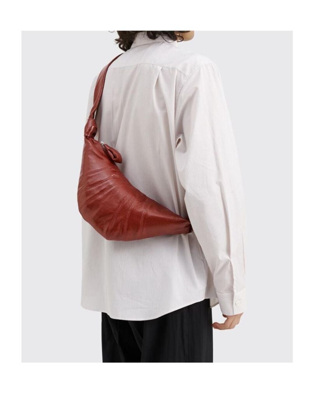 Lemaire Red Small Croissant Cotton Bag for men
